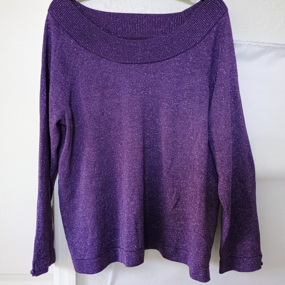 Judith Hart  Elegant Long Sleeve Sweater Blouse Purple Sparkly Women's Size‎ 1X